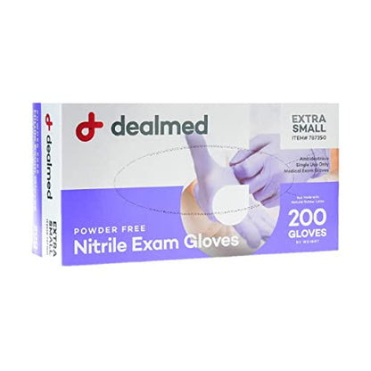Dealmed Medical Exam Gloves – 200 Count XS Nitrile Gloves, Disposable Non-Irritating Latex Free, Multi-Purpose Use for a First Aid Kit and Medical Facilities