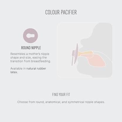 BIBS Colour Liberty Soother 2-Pack, BPA Free Dummy Pacifier, Round Nipple. Natural Rubber Latex, Made in Denmark, Size 1 (0-6 Months), Eloise Blush