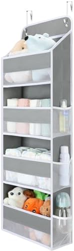 Yecaye 1 Pack Over the Door Organizer, 35.2lbs Load Toy Stuffed Animal Storage, Swing-proof Hanging Bathroom Organizers and Storage for Nursery Newborn Baby Essential Stuff Dorm Room Essentials