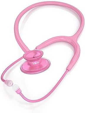 MDF Instruments, Acoustica Lightweight Stethoscope for Doctors, Nurses, Students, Home Health Use, Adult, Dual Head, Pink Tube, Pink Pinkore Chestpiece-Headset, MDF747XPPO01