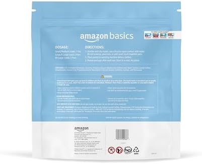 Amazon Basics Laundry Detergent Pacs, Hypoallergenic, Free & Clear, 120 Count (New Packaging)