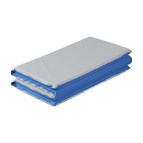 ECR4Kids Everyday Folding Rest Mat, 4-Section, 1in, Classroom Furniture, Blue/Grey