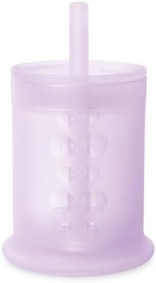 Olababy Silicone Training Cup with Straw Lid | Babies Water Drinking Cup | 6+ Mo Infant To 12-18 Months Toddler | Sippy Cup For Kids & Smoothie Cup | Baby Led Weaning (Lilac, 5 oz)