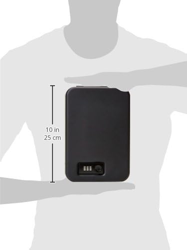 Amazon Basics Portable Security Case Lock Box Safe, Small Lock Box with Code, for College Dorm Room, Home, Combination Lock, Large, Black