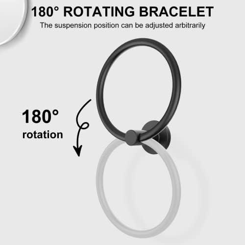 SetSail Towel Holder for Bathroom Wall Matte Black Towel Ring Stainless Steel Heavy Duty Hand Towel Hanger for Bath, Kitchen, 2 Pack