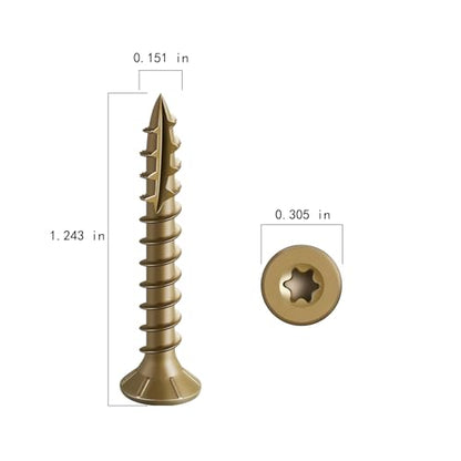 #8 * 1-1/4" Deck Screws, (467pcs) 2 lbs.Exterior Wood Screws, Rust Resistant epoxy Coated, Bronze, T20 Star Bit