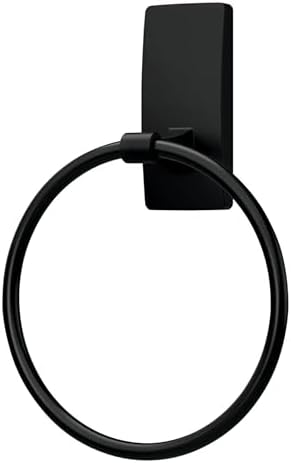 Command Hand Towel Holder Matte Black with Water Resistant Command Strips, Rust Resistant Bathroom Organizer, Holds up to 5 lbs, 1 Ring