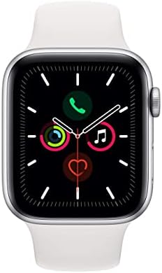 Apple Watch Series 5 (GPS, 40MM) - Silver Aluminum Case with White Sport Band (Renewed)