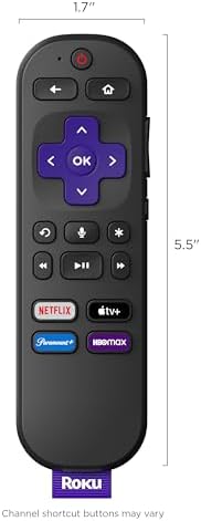 Roku Voice Remote | Replacement TV Remote Control with Voice Control, Simple Setup, & Pre-Set App Shortcuts - Compatible with Roku TV, Players, & Audio Devices