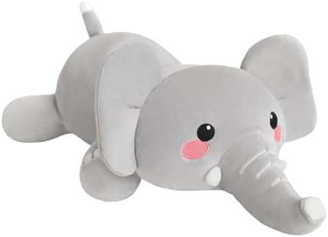 SQEQE Weighted Elephant Plush, Weighted Elephant Stuffed Animal, Cute Plushies Soft Pillow Toy Gift for Kids Adults 23.6 Inch, 3.1 Lbs