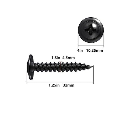 (200 pcs) Wensilon #10×1-1/4" Black Phillips Truss Head Wood Screws Quick Metal Self Tapping
