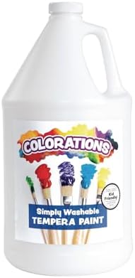 Colorations Paraben-Free Washable Tempera Paint for Kids - 1 Gallon Value Size. Vibrant White. Non-Toxic and Made in The USA