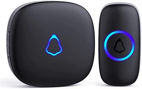 SECRUI Wireless Doorbell, Easy installation, Waterproof, Adjustable Volume, 58 Chimes, Colorful LED, 1000Ft Range, M520+F55, Black