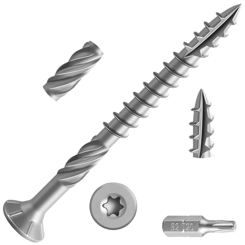 #10 * 3" 304 Stainless Steel Deck Screws, (1130pcs) 15 lbs.Exterior Wood Screws, Rust Resistant epoxy Coated, Bronze, T25 Star Bit