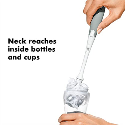 OXO Tot Bottle Brush with Nipple Cleaner and Stand – Gray, 2-Pack