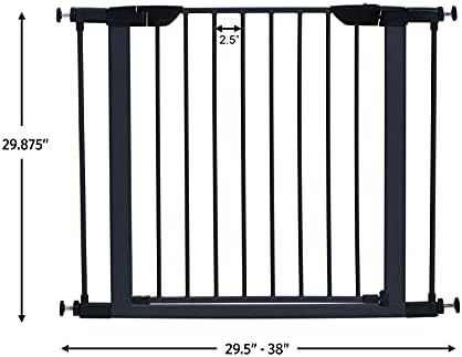 MidWest Homes for Pets 29-Inch High Walk-Thru Pressure Mounted Steel Dog Gate, Expands to 38 Inches Wide, Includes 3-inch Extensions, Textured Graphite