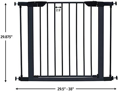 MidWest Homes for Pets 29-Inch High Walk-Thru Pressure Mounted Steel Dog Gate, Expands to 38 Inches Wide, Includes 3-inch Extensions, Textured Graphite