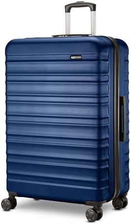 Amazon Basics 26" Hardside Medium Checked Luggage, Hardshell Suitcase With Wheels, Expandable For Up to 15% More Space, With Scratch-Resistant Surface, Four Multi-directional Wheels, Navy Blue
