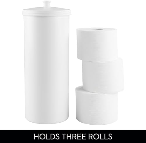 iDesign Plastic Toilet Paper Holder, The Kent Collection – Hold 3 Rolls of Toilet Paper, 6.25" x 6.25" x 15.5", White