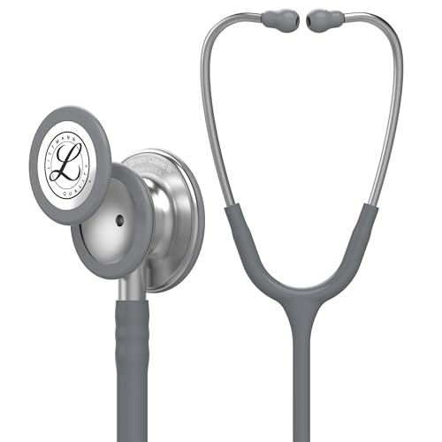 3M Littmann Classic III Monitoring Stethoscope, 5621, More Than 2X as Loud, Weighs Less, Stainless Steel Chestpiece, 27" Grey Tube