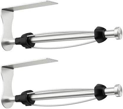 SetSail Paper Towel Holder, 2 Packs Single Hand Operable Paper Towel Holder Under Cabinet with Adjustable Damper Easy Tear Wall Mount Self-Adhesive or Drilled for Kitchen Bathroom, Silver
