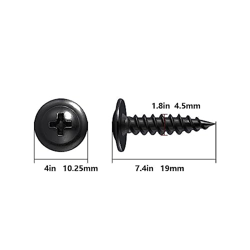 (300 pcs) Wensilon #10×3/4" Black Phillips Truss Head Wood Screws Quick Metal Self Tapping
