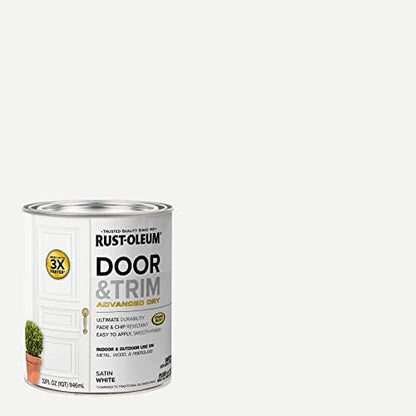 Rust-Oleum 369384 Advanced Dry Door & Trim Paint, Quart, Satin White
