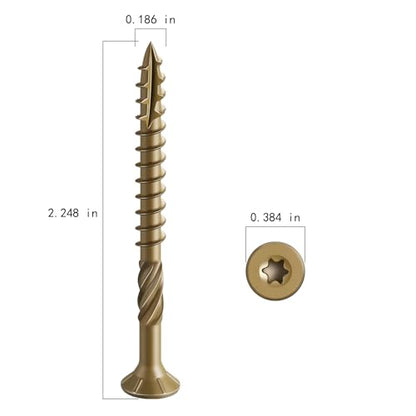 #10 * 2-1/4" Deck Screws, (180pcs) 2 lbs.Exterior Wood Screws, Rust Resistant epoxy Coated, Bronze, T25 Star Bit