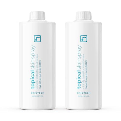 BRIOTECH Topical Skin Spray, Hypochlorous Acid for Sensitive Skin, HOCl Facial Mist, Full Body Support Against Irritation, Calm Redness, Soothe Foot & Scalp, 32 oz Refill (2 Pack)