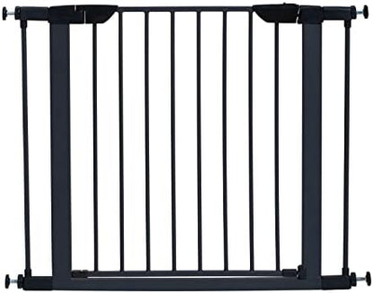 MidWest Homes for Pets 29-Inch High Walk-Thru Pressure Mounted Steel Dog Gate, Expands to 38 Inches Wide, Includes 3-inch Extensions, Textured Graphite