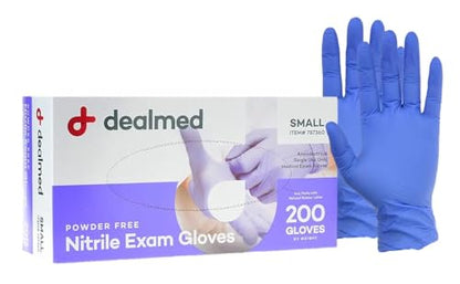 Dealmed Medical Exam Gloves – 200 Count Small Nitrile Gloves, Disposable Non-Irritating Latex Free, Multi-Purpose Use for a First Aid Kit and Medical Facilities