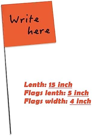 Zozen Marking Flags, Fluorescent Orange Color/1000 Pcs/15x4x5 Inch, Yard Flags for Lawn & Irrigation & Landscape & Sprinkler & Survey & Dog Training.