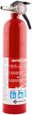 First Alert Fire Extinguisher for Home, Standard Rechargeable Compliance Unit, UL RATED 1-A:10-B:C, HOME1, Red, 1-Pack
