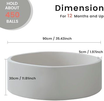Ball Pit for Toddlers 35.43''x11.81 Baby Ball Pits Soft Memory Foam Ball Pit Round Kids Ball Pit Indoor Game Kids Play Ball Pool Ideal Gift for Girls and Boys (Grey, NO Balls)
