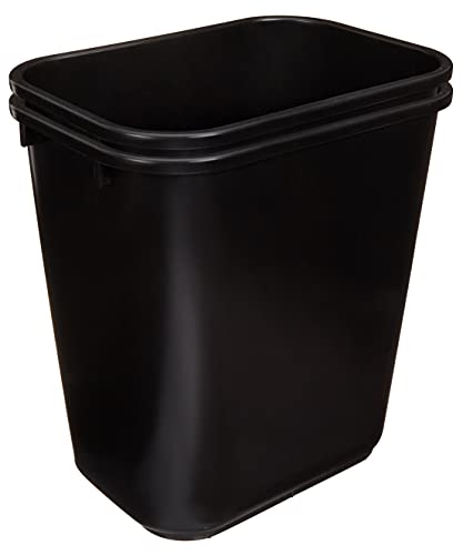 Amazon Basics Trash Can, Rectangular Commercial Office Wastebasket, 7 Gallon (Pack of 2), Black (Previously AmazonCommercial Brand)