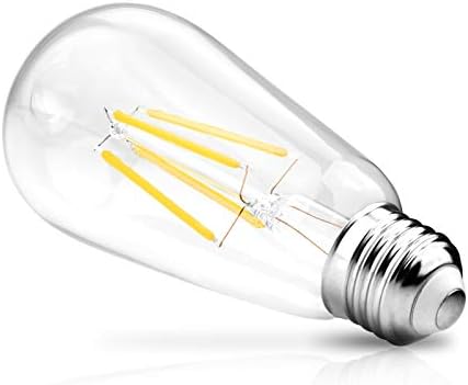 Ascher Vintage LED Edison Bulbs, 6W, Equivalent 60W, Non-Dimmable, High Brightness Cool White 4000K, ST58 Antique LED Filament Bulbs with 80+ CRI, E26 Medium Base, Clear Glass, Pack of 6