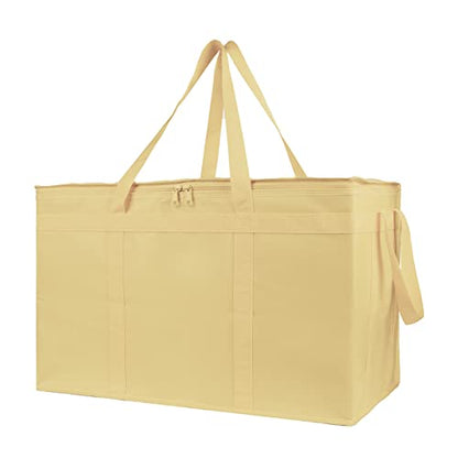 Bodaon 2-Pack Insulated Pizza Delivery Bags, XXX-Large Commercial Food Delivery Insulation Bag for Hot/Cold Food, Large Capacity Reusable Warming Bag, Beige