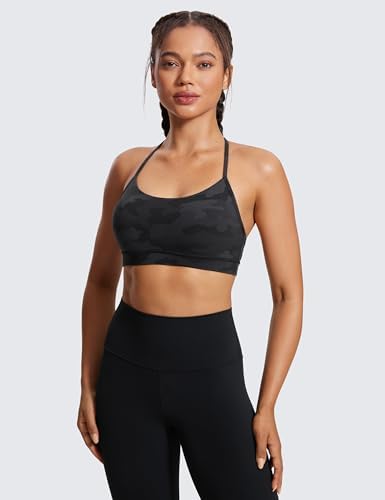 CRZ YOGA Butterluxe Womens Y Back Sports Bra - Padded Racerback Low Impact Spaghetti Thin Strap Workout Yoga Top