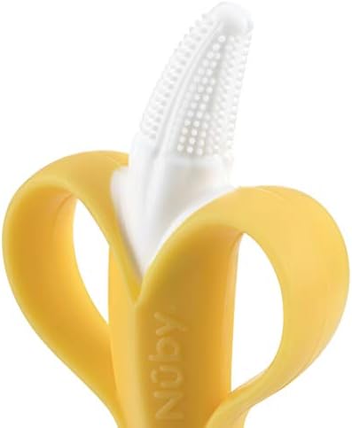 Nuby Nananubs Banana Massaging Teether – Baby Teething Toys 3 Months and Up, Silicone Teether for Sore Gums, Infant Toy, Baby Essentials, Brush, Travel Accessory, Gift for Babies (Pack of 16)