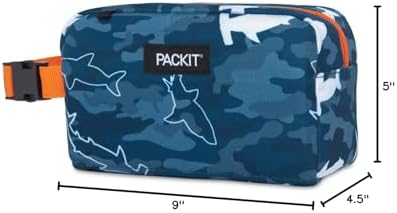 PackIt Freezable Snack Box, Camo Shark, Built with ECOFREEZE Technology, Collapsible, Reusable, Zip Closure with Buckle Handle, Great for Fresh Snacks on the go