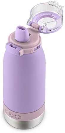 Ello Emma 14oz Vacuum Insulated Stainless Steel Kids Water Bottle with Straw and Built-in Carrying Handle and Leak-Proof Locking Lid for School Backpack, Lunchbox and Outdoor Sports