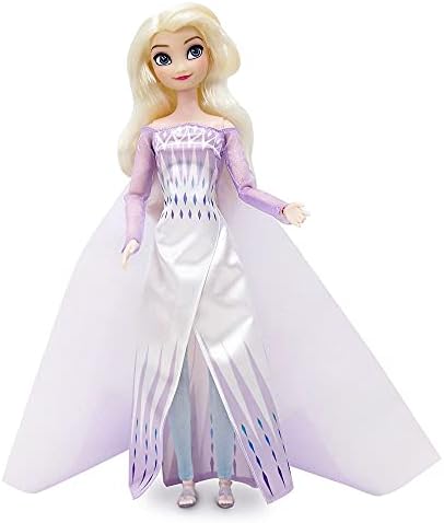 Disney Store Official Disney Princess Classic Doll (Elsa from Frozen 2), 11 Inches, Includes Brush with Molded Details, Fully Posable Toy in Classic Outfit - Disney Princess Toys for Girls
