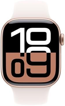 Apple Watch Series 10 [GPS 42mm case] Smartwatch with Rose Gold Aluminium Case with Light Blush Sport Band - S/M. Fitness Tracker, ECG App, Always-On Retina Display, Water Resistant