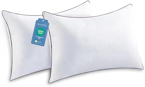 JOLLYVOGUE Standard Pillows Set of 2, Cooling and Supportive Pillows Full Size Set of 2 for Side and Back Sleepers, Down Alternative Hotel Collection Sleeping Pillow