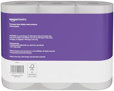 Amazon Basics Soft and Strong 2-Ply Toilet Paper, 18 Ultra Rolls = 72 Regular Rolls, Unscented, 340 Sheet (3 Packs of 6)