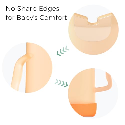 Momcozy Squeeze Pouch Holder for Food Pouches and Drink Boxes, Baby Pouch Holder Allows Baby to Self-feed and Avoid Messes, Baby Food Pouch Holder Handle is Easy to Grip, Comfortable, Green&Orange