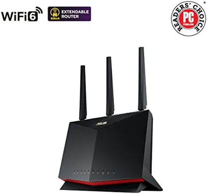 ASUS RT-AX86U Pro (AX5700) Dual Band WiFi 6 Extendable Gaming Router, 2.5G Port, Gaming Port, Mobile Game Mode, Port Forwarding, Subscription-free Network Security, VPN, AiMesh Compatible
