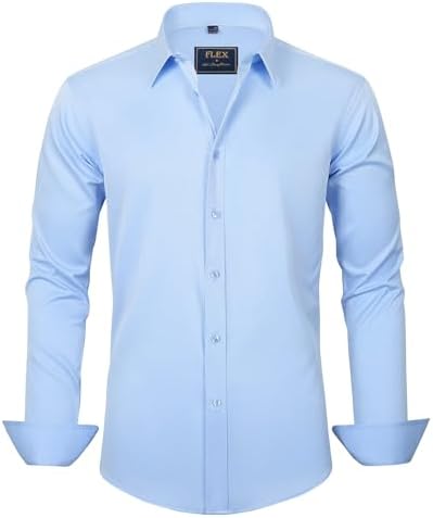 J.VER Men's Dress Shirts Solid Long Sleeve Stretch Wrinkle-Free Formal Shirt Business Casual Button Down Shirts