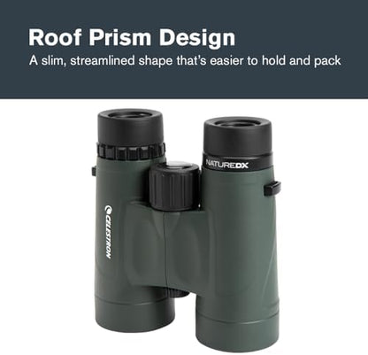 Celestron - Nature DX 8x42 Binoculars – Ideal for Birding and Outdoors – 42mm Objective Lenses – Wide 7.4° Field of View – BaK-4 Prisms – Fully Multi-Coated – Waterproof and Fogproof