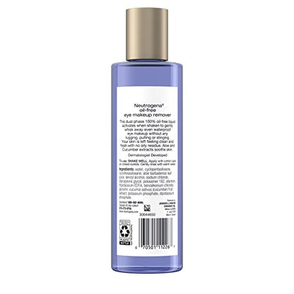 Neutrogena Gentle Oil-Free Eye Makeup Remover & Cleanser for Sensitive Eyes, Non-Greasy Makeup Remover, Removes Waterproof Mascara, Dermatologist & Ophthalmologist Tested, 8.0 fl. oz (Pack of 2)